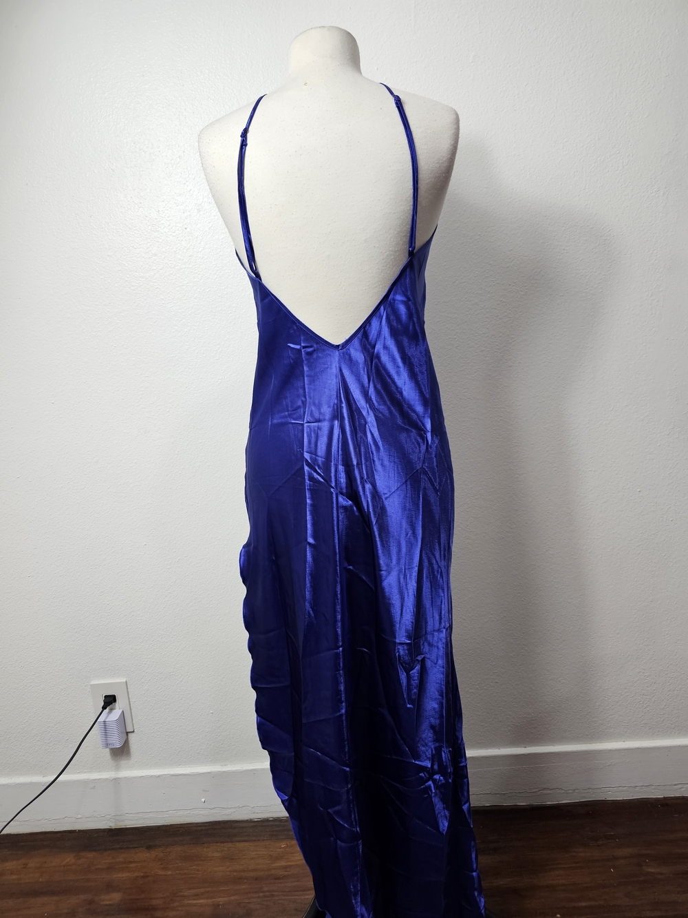 Satin Halter Maxi Dress in Royal Blue - Picture 2 of 8